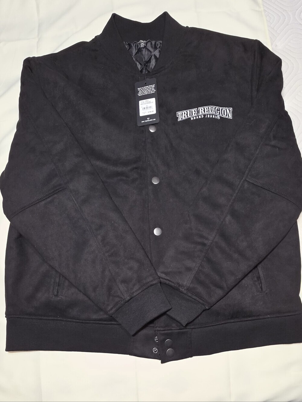 True Religion Black Varsity Bomber Jacket